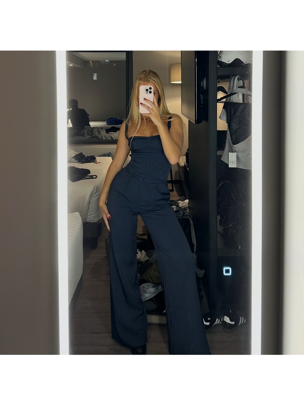 Princess Polly Navy Pinstripe Wide-Leg pants & top - matching set